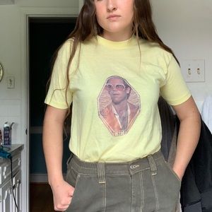 Yellow vintage Elton John t-shirt